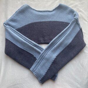 Korean-Style Blue Colorblock Knit Bolero Shrug Sweater
